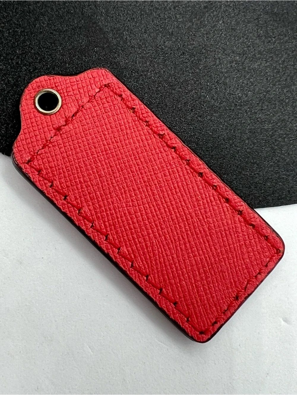 COACH Coral Pink Crossgrain Leather Replacement Hangtag Bag Charm